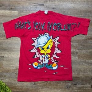 VTG 1997 Single Stitch AOP Looney Tunes T‎ shirt